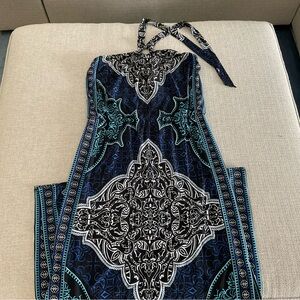 White House Black Market Black and Blue Maxi Halter Dress, size Medium, NWOT